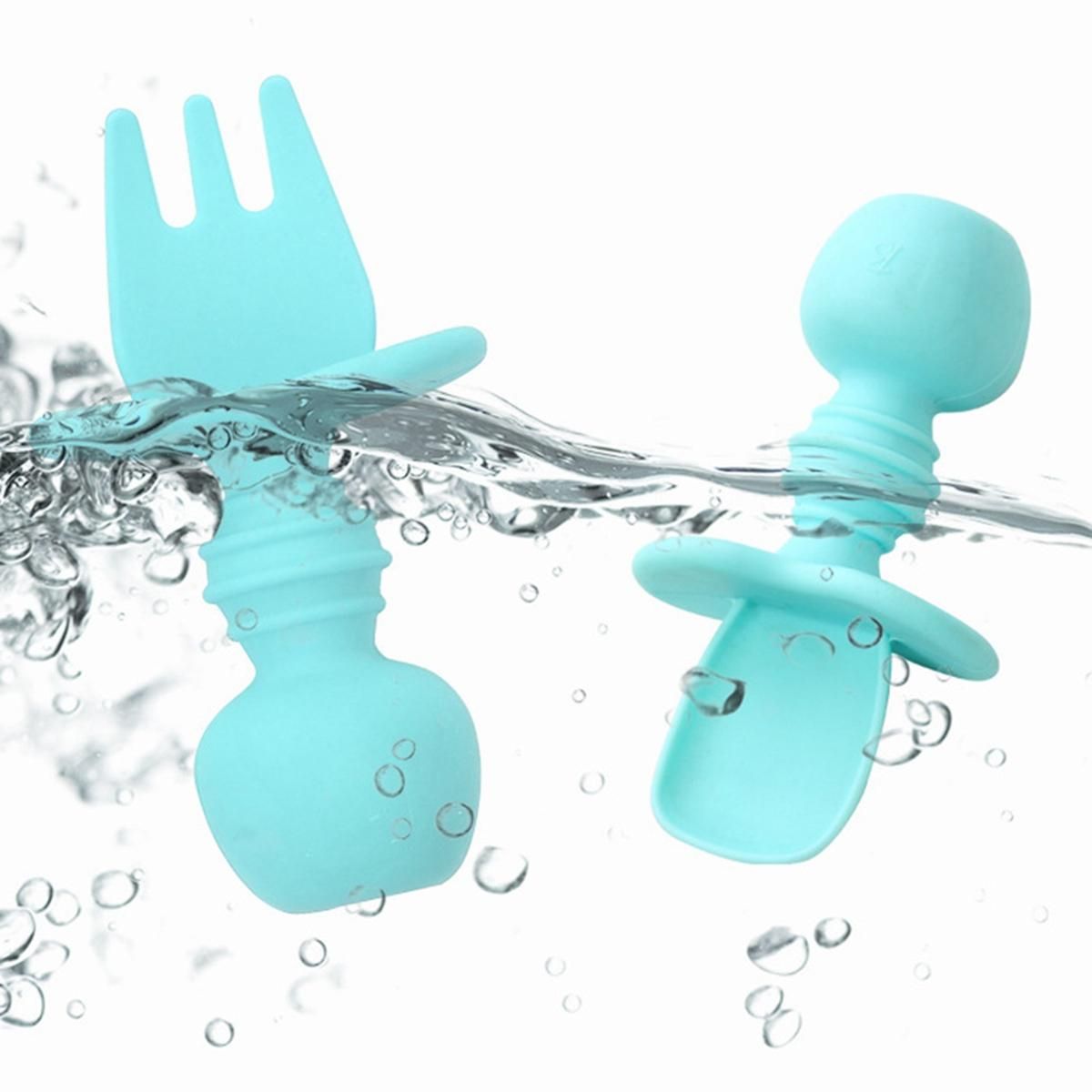 Silicone Short-Handled Spoons, Baby Food Training, Baby and