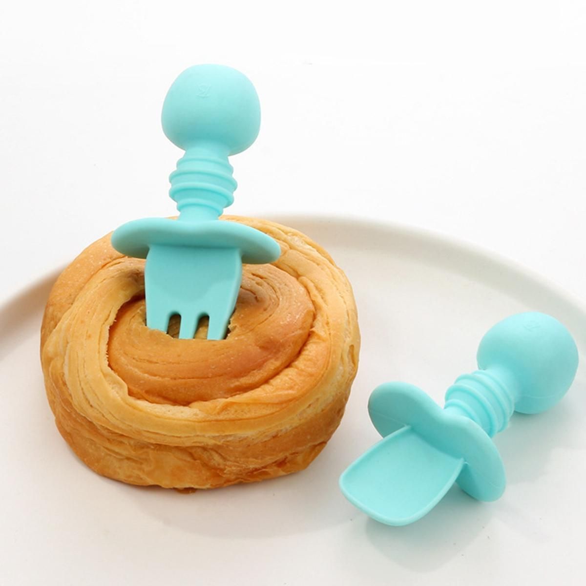 Silicone Short-Handled Spoons, Baby Food Training, Baby and