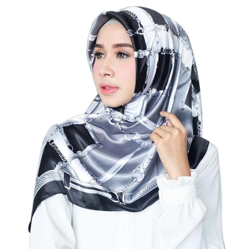 Bandana Scarf Business Gift Office Lady Beach Muslim Hijab Girl Turban Shawl Black