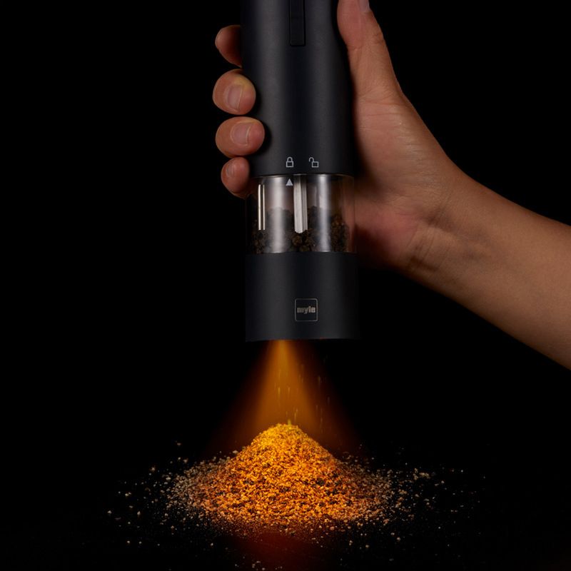 （Red）Electric Automatic Salt Pepper Grinder Weed Plastic Ceramic Burr Mill For Herb Pepper Spice Adjustable Kitchen Grinding Gadgets GRE