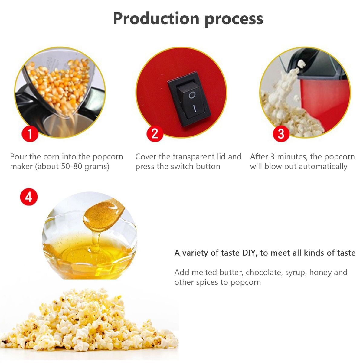 1200W Popcorn Popper Popcorn Maker Electric Popcorn Machine