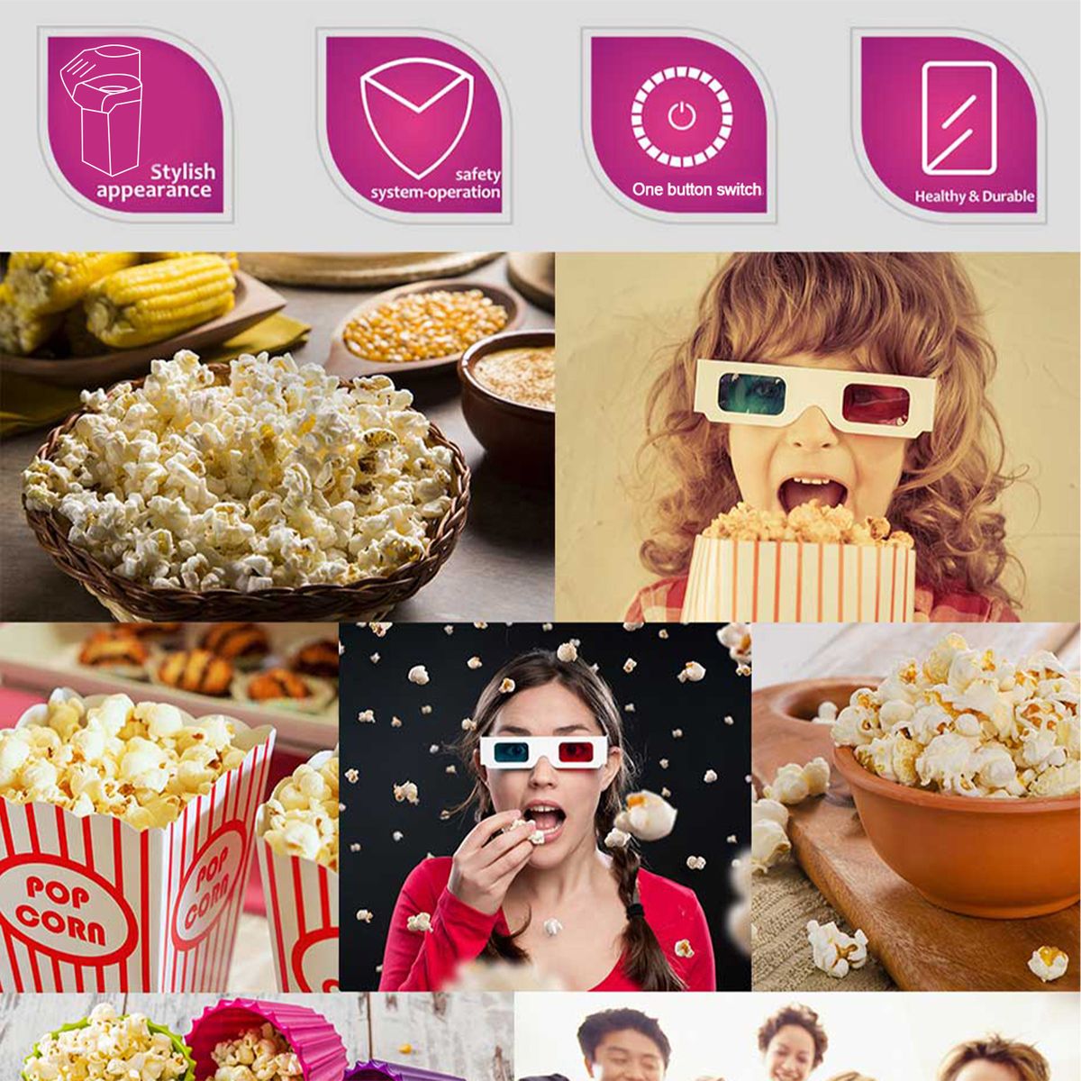 1200W Popcorn Popper Popcorn Maker Electric Popcorn Machine