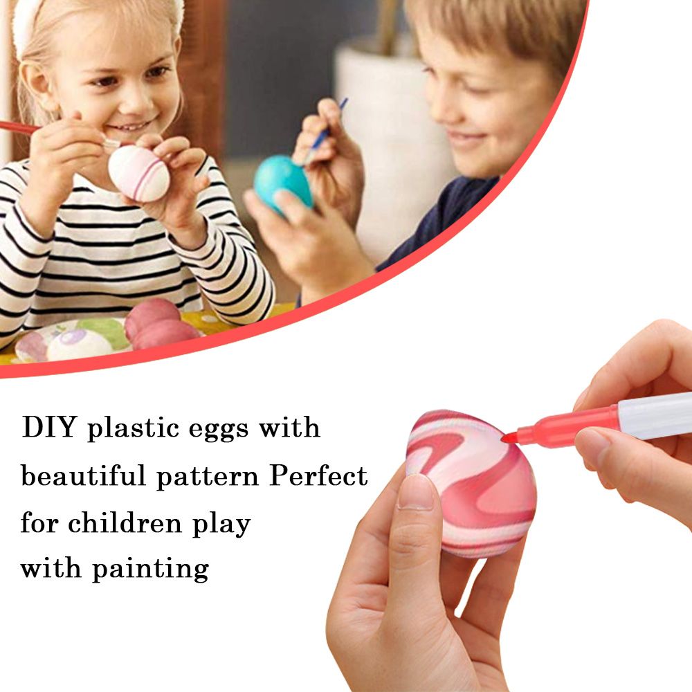 50pcs DIY Easter Eggs 8pcs Color Pens Hanging White Plastic