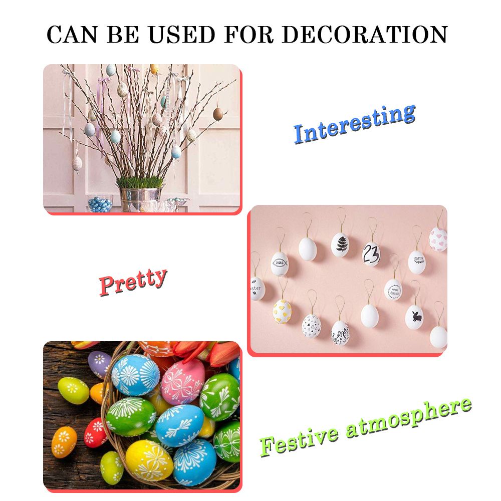 50pcs DIY Easter Eggs 8pcs Color Pens Hanging White Plastic