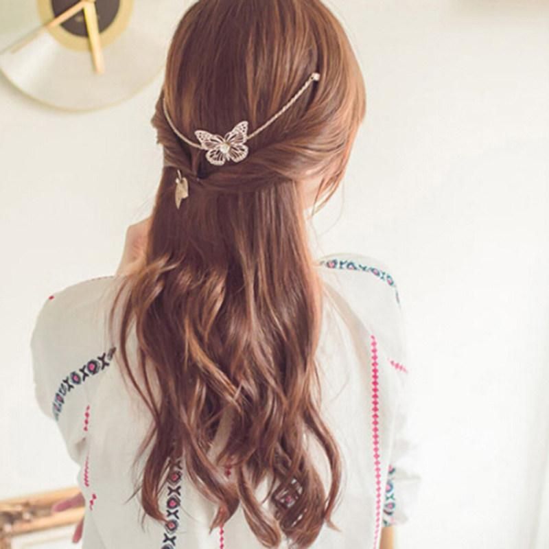 Elegant Leaves Hollow Out Hairpin Slide Clip Women-Silver