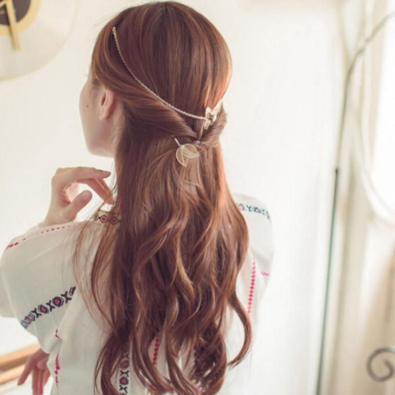 Elegant Leaves Hollow Out Hairpin Slide Clip Women-Silver