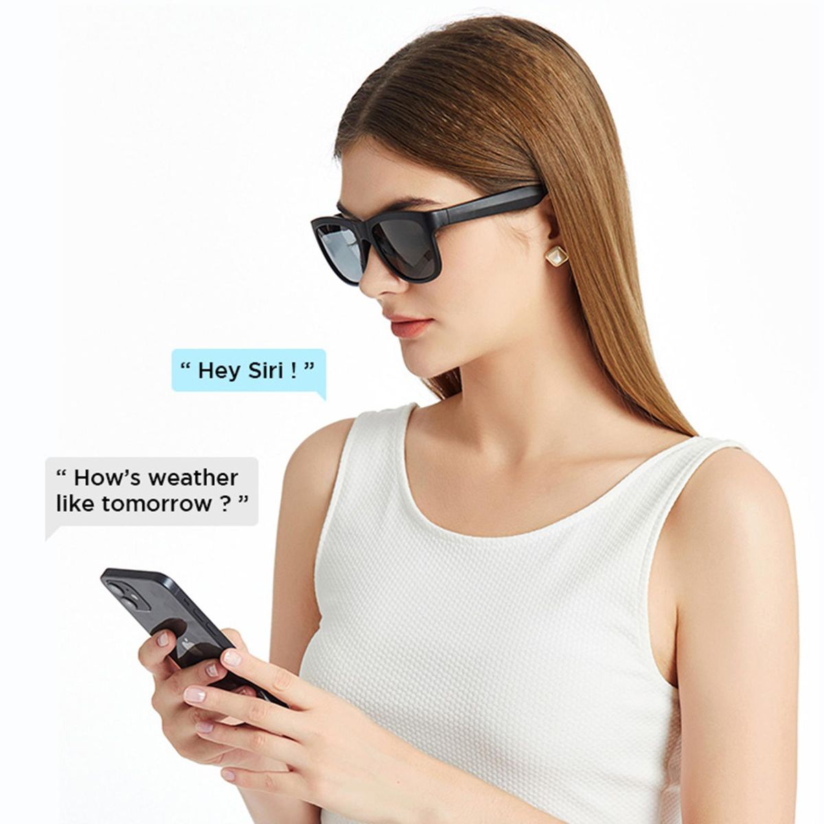 Bluetooth 5.0 Smart Glasses Handfree Call Sunglasses For Outdoor Grey