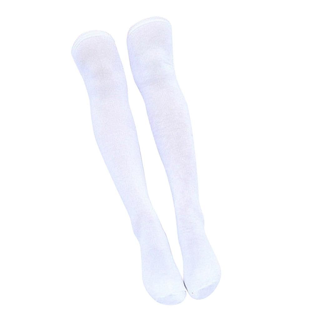 Women Girls Hot Extra Long Thigh High Socks Cotton Stocking White