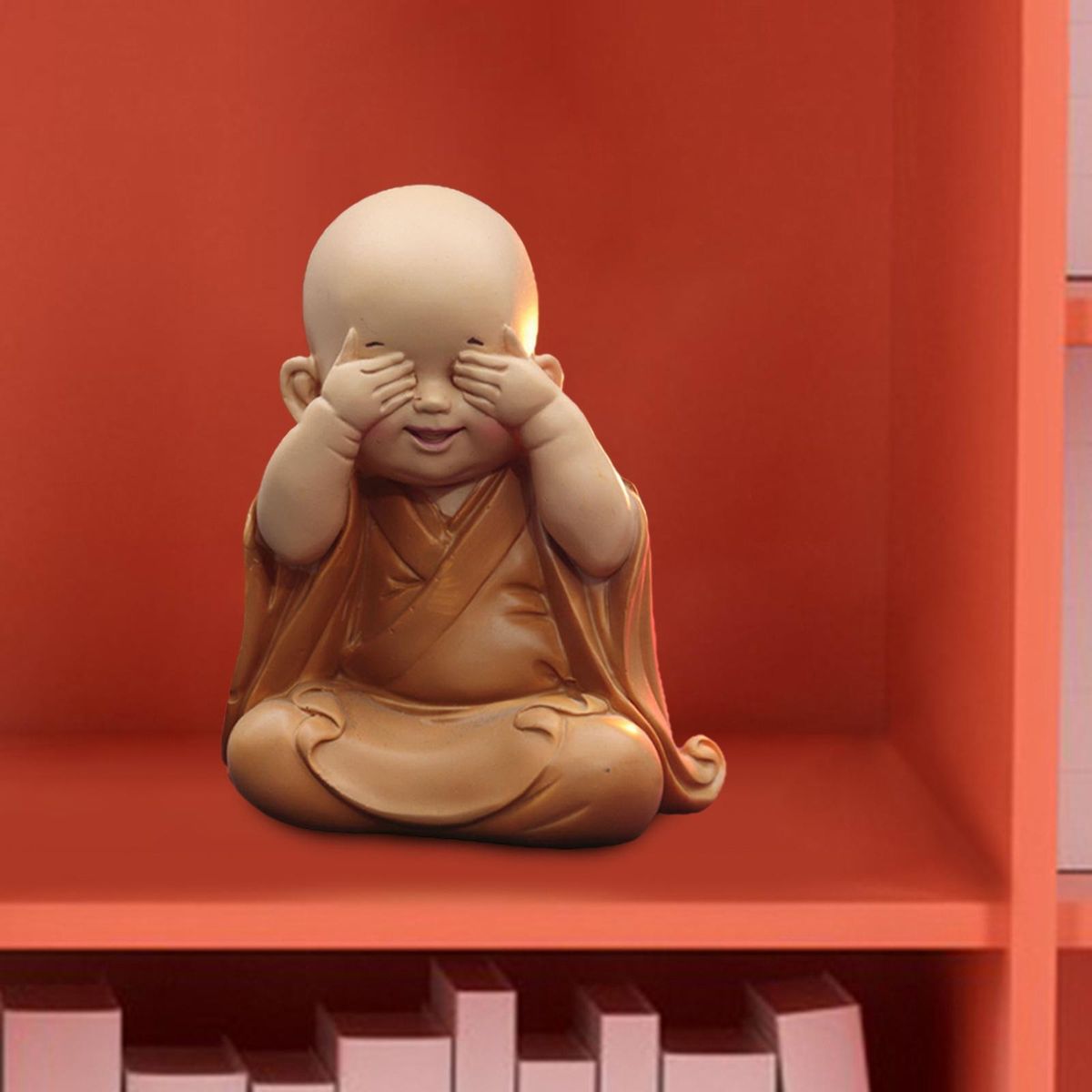 Cute Buddha Statue  Figurine Ornaments Buddha Cover Eyes