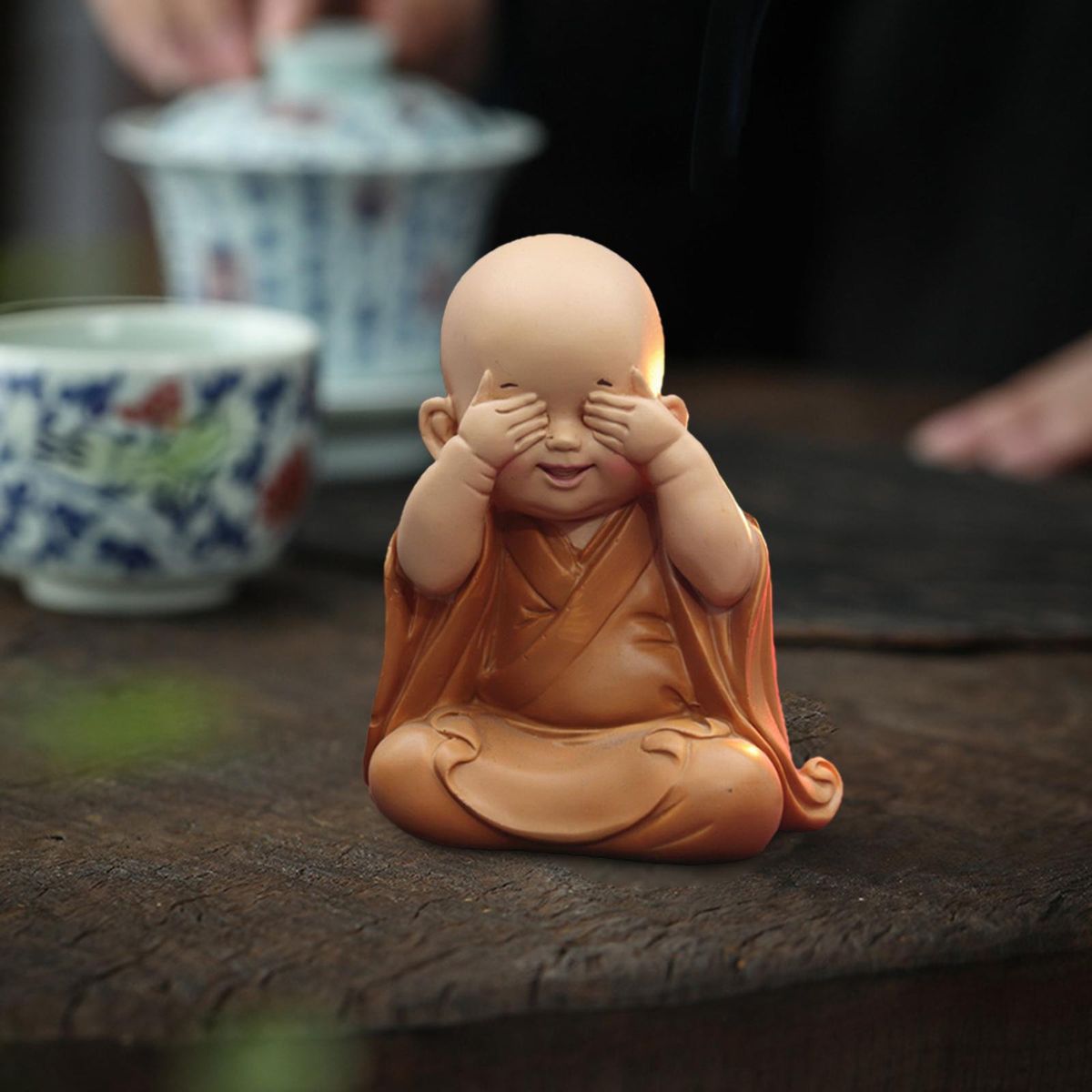 Cute Buddha Statue  Figurine Ornaments Buddha Cover Eyes
