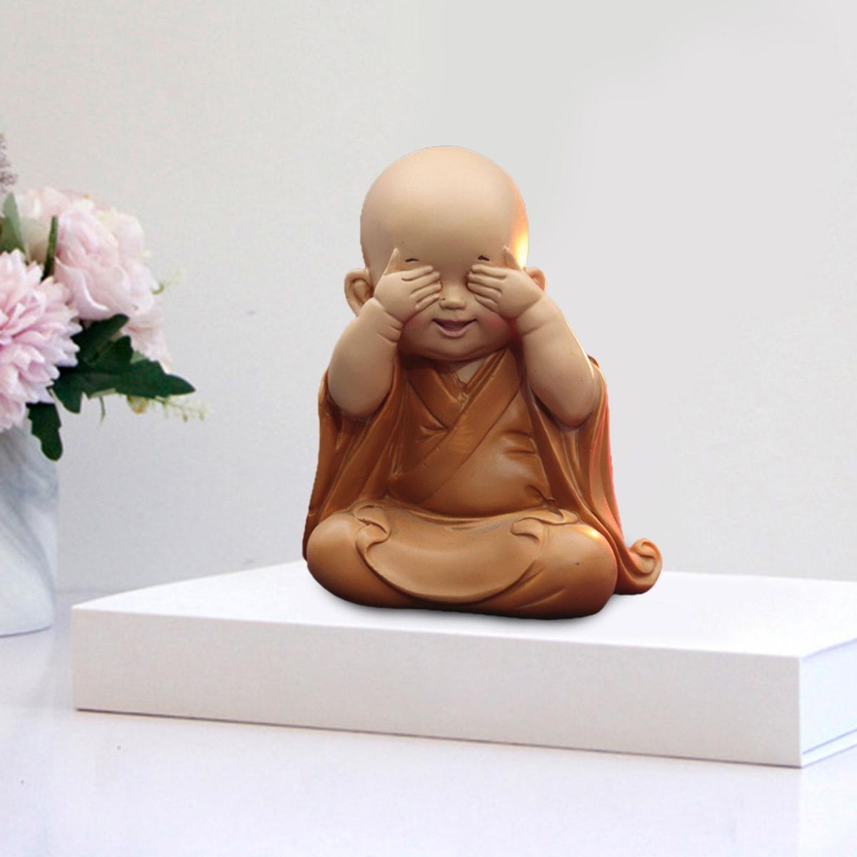 Cute Buddha Statue  Figurine Ornaments Buddha Cover Eyes