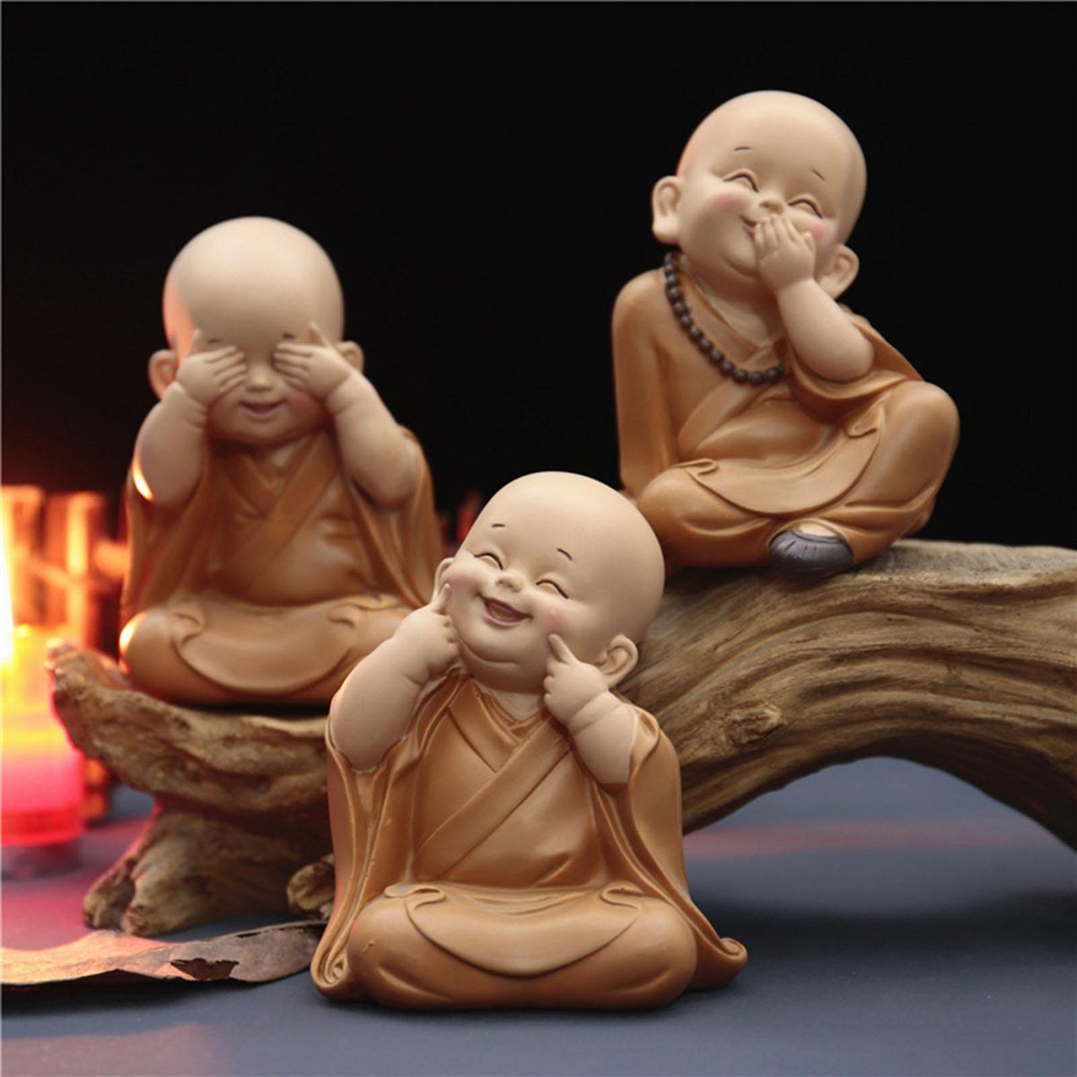 Cute Buddha Statue  Figurine Ornaments Buddha Cover Eyes