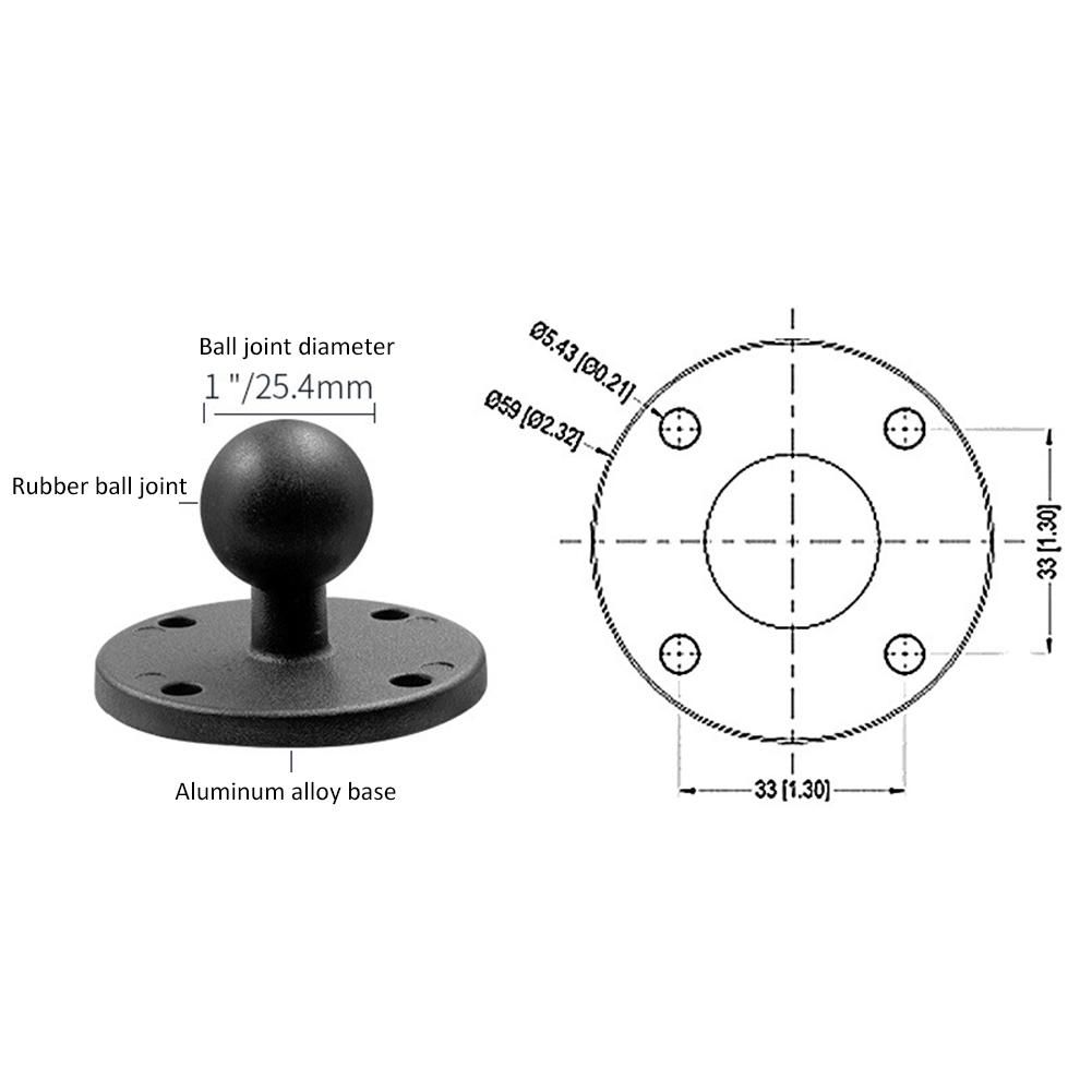 Mounting Base with 1 Inch Rubber Ball Head for Phone