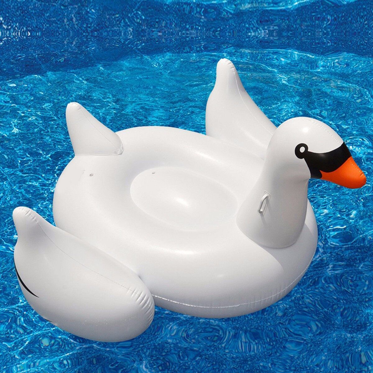 60" White Swan Inflatable Float Summer Lake Swimming Water Pool Kid Rideable Toy