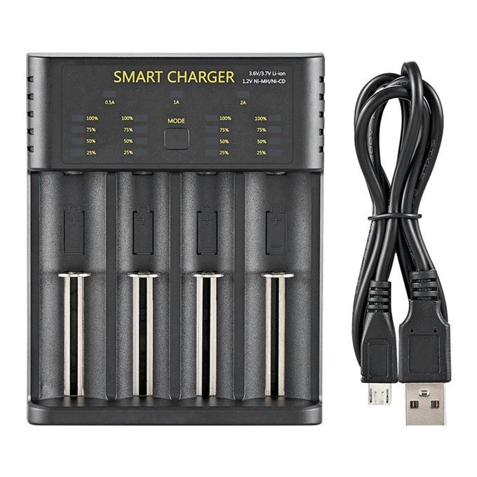 Ele Tri  Battery  Harger 1.2V 2A   Indi Ator 4 Slots For 186  AA/AAA-black