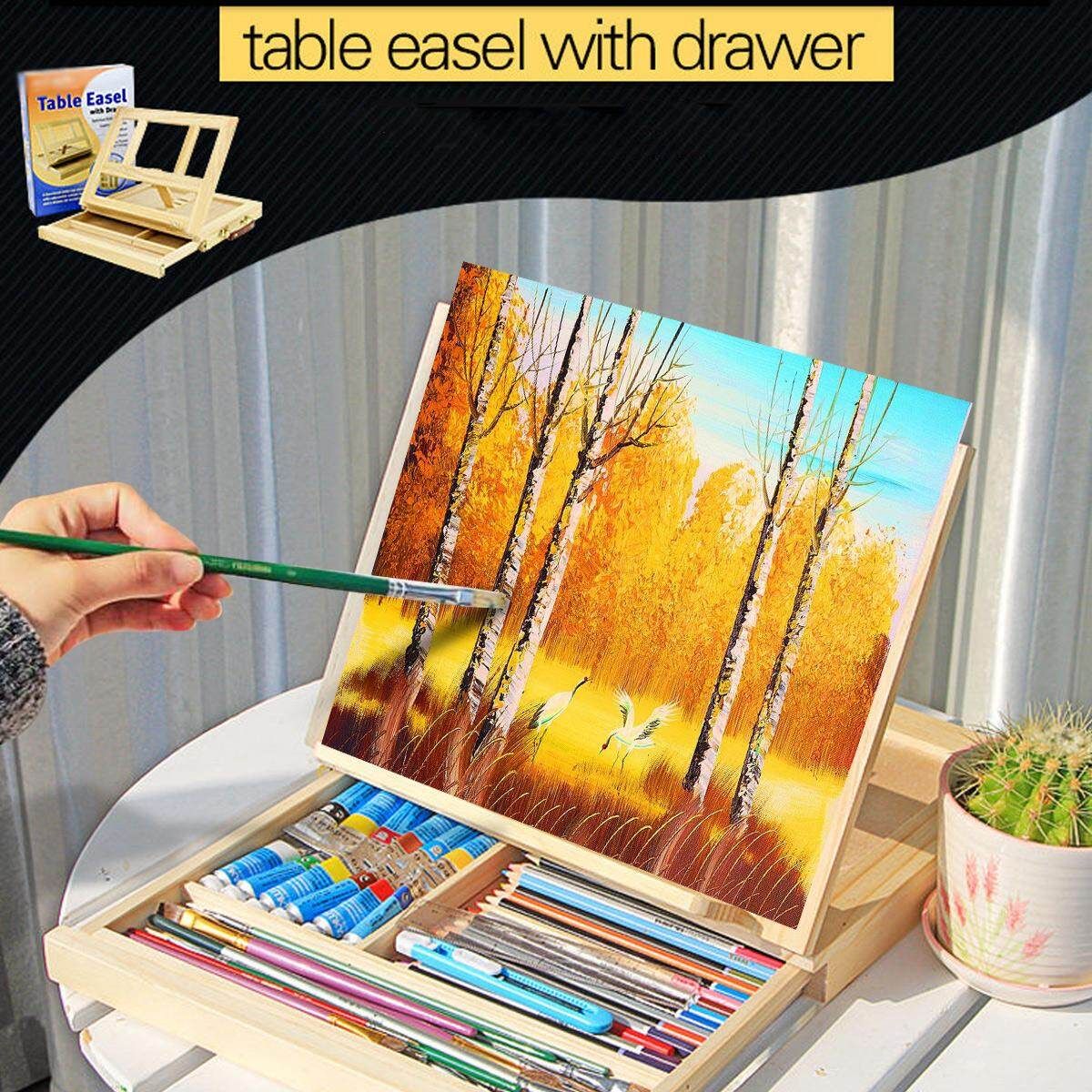 2Type Wood Artist Easel Art Drawing DesktopTable Drawer/Sketching Easel