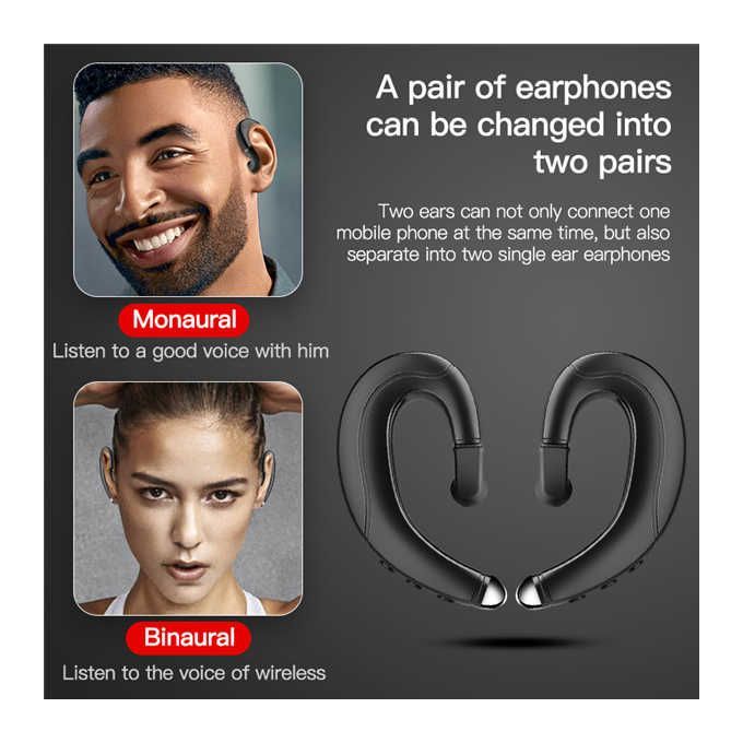 UKa Bone Conduction Bluetooth Headset Handsfree Mini Headphone Ear-Hook Painless Wearing