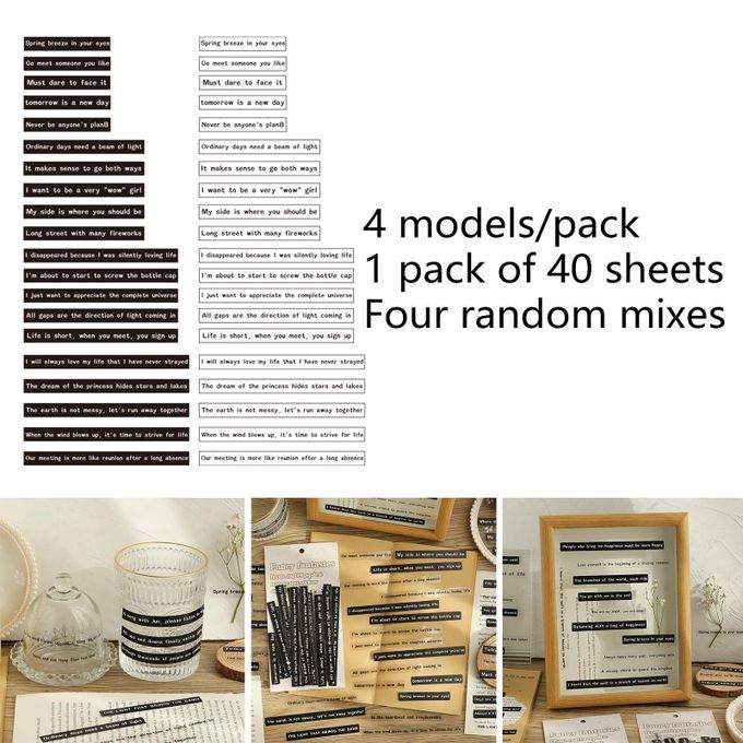 40Pcs Small Talk Word Stickers Journal Self Adhesive Word Stickers
