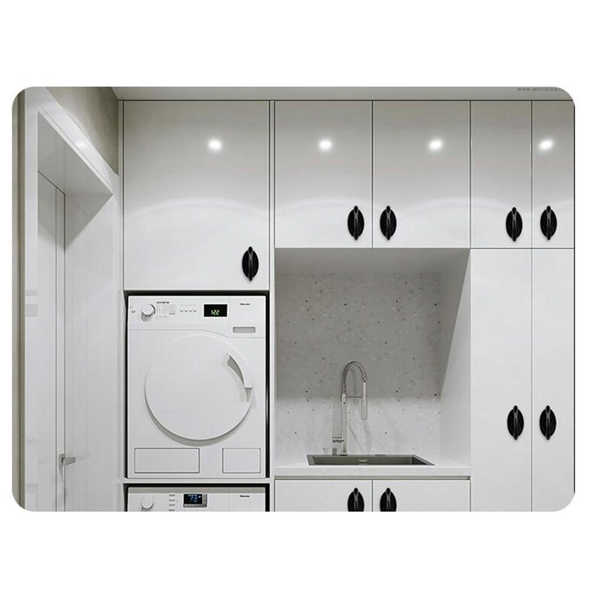 6pcs Plastic Cabinet Handle Solid Kitchen Cupboard Drawer Pull Black