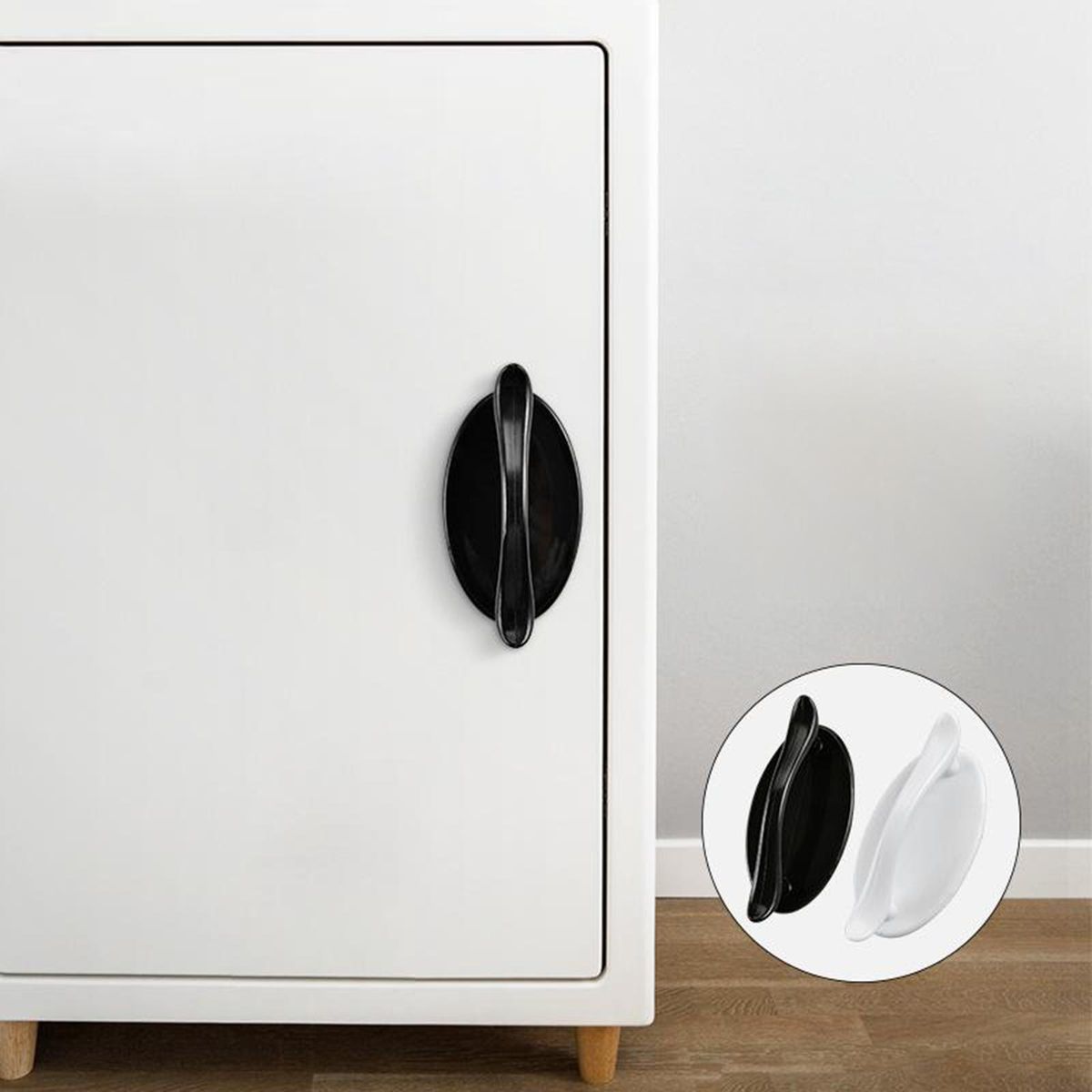 6pcs Plastic Cabinet Handle Solid Kitchen Cupboard Drawer Pull Black
