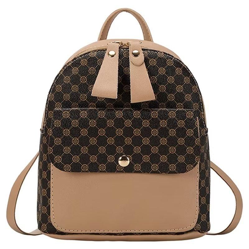 Ladies Backpack Bag Small Leather Bags For Girls Beige