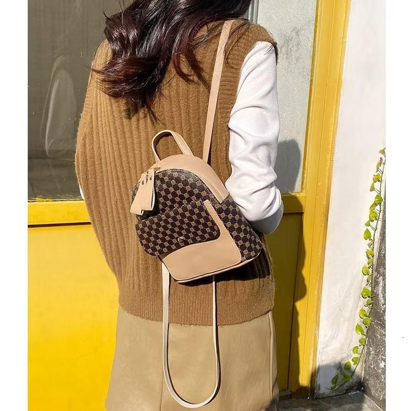 Ladies Backpack Bag Small Leather Bags For Girls Beige