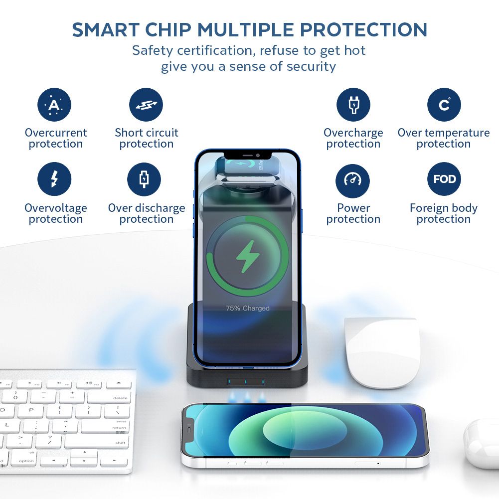 3 In 1 Magnetic Qi Wireless Chargers For Magsafe Chargers