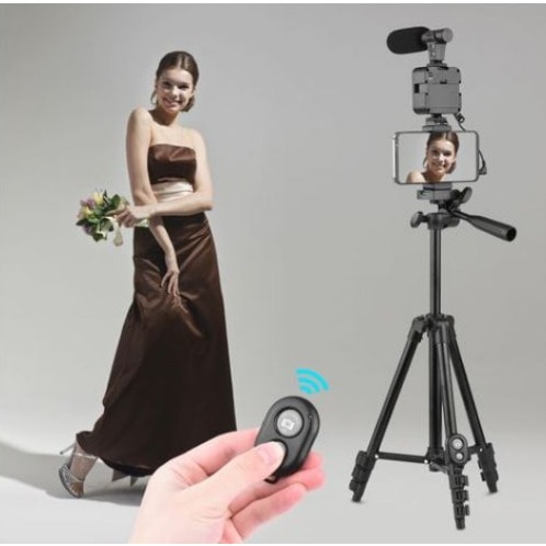 Phone Vlog Video Kit With Tripod Microphone Led Light + Remote