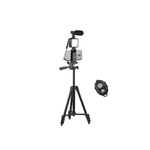 Phone Vlog Video Kit With Tripod Microphone Led Light + Remote