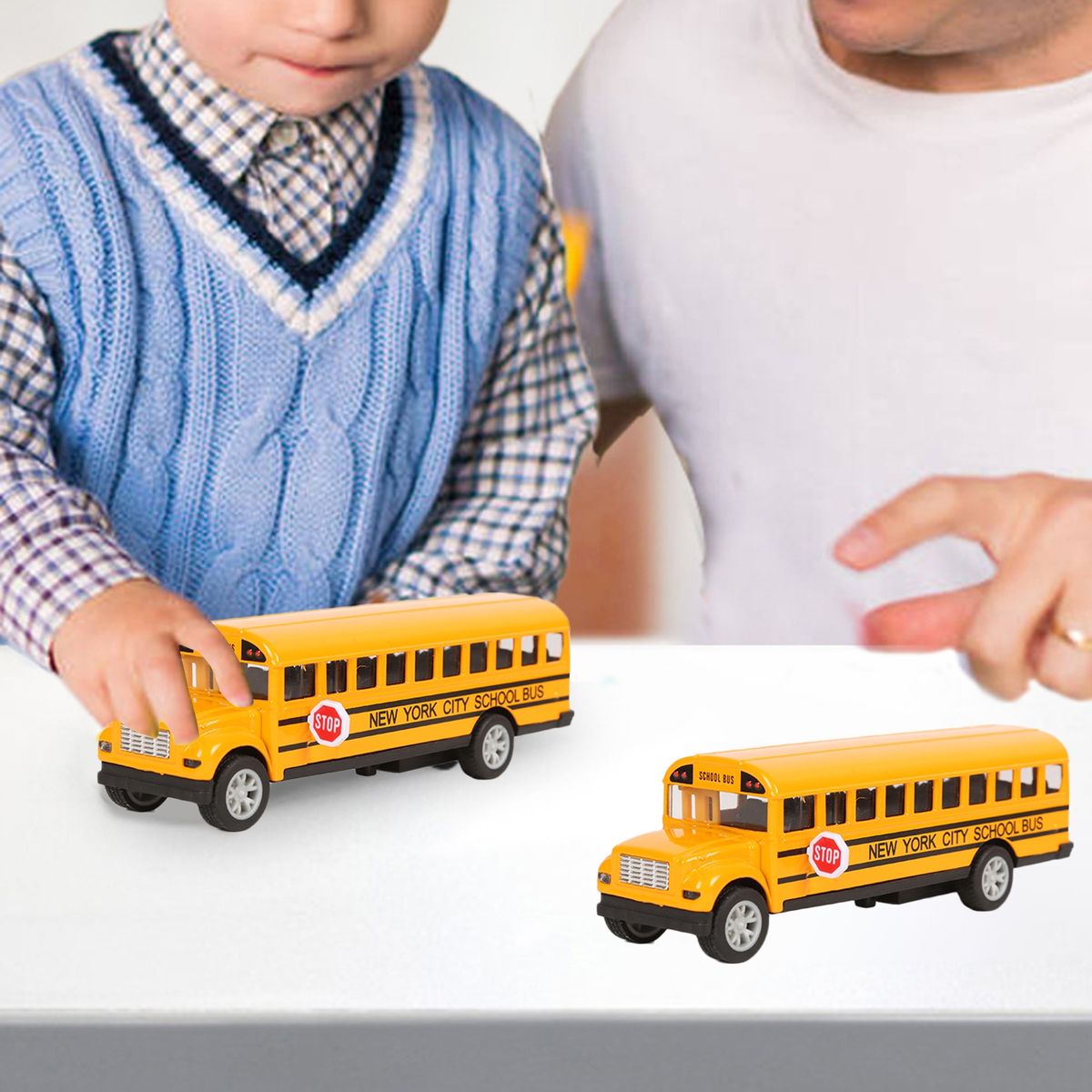 Car Model Long Nose Friction Powered School Bus Model