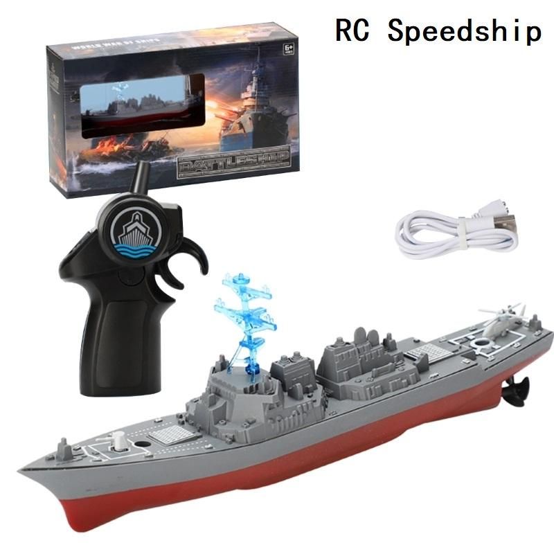 RC Model Warship Speed Boat Toy Remote Control Warship 2.4GHz Flexible RC Ship Toy for Lake Pool Kids Electronic Gift