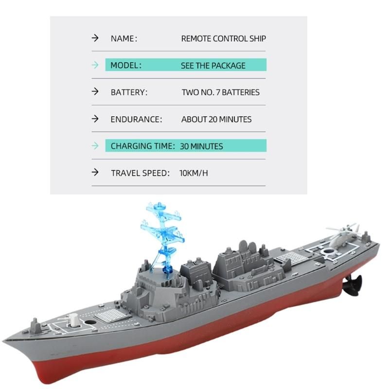 RC Model Warship Speed Boat Toy Remote Control Warship 2.4GHz Flexible RC Ship Toy for Lake Pool Kids Electronic Gift