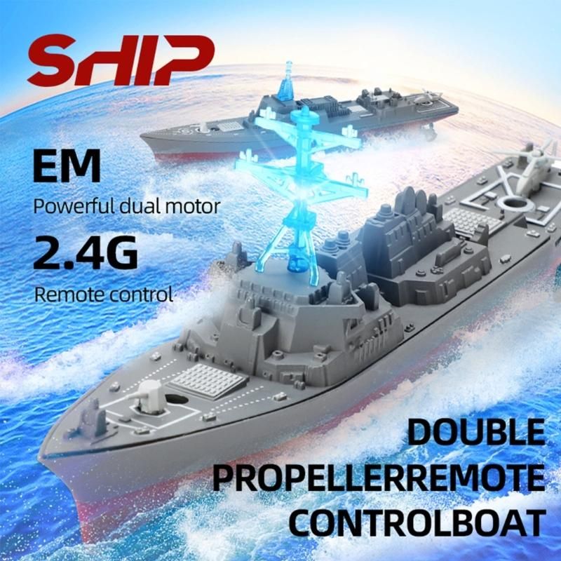 RC Model Warship Speed Boat Toy Remote Control Warship 2.4GHz Flexible RC Ship Toy for Lake Pool Kids Electronic Gift