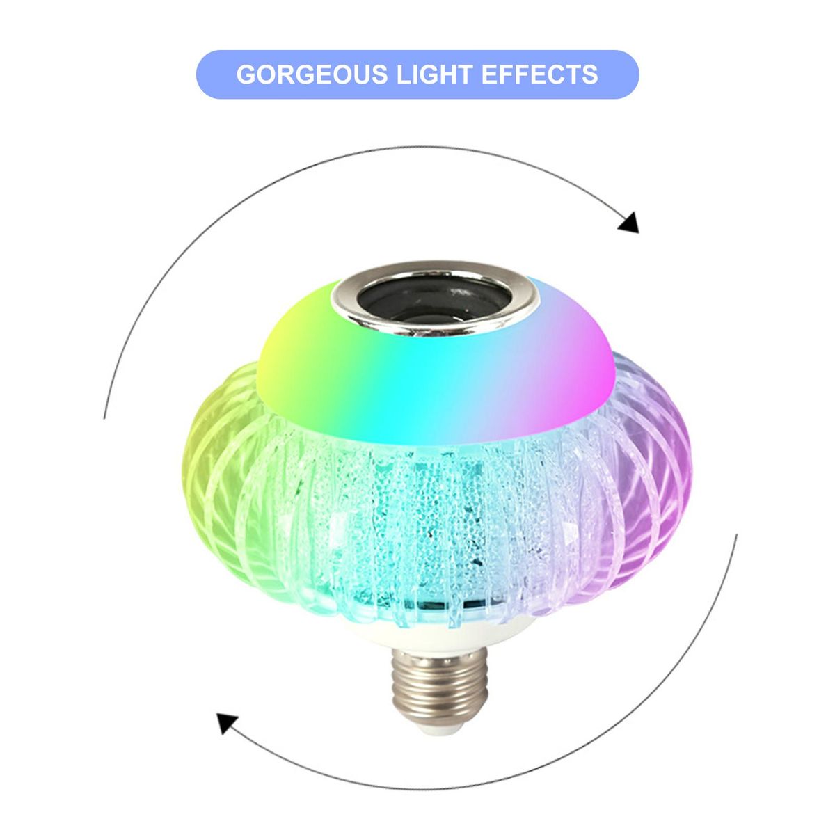A C85-265V 15W RGB S-mart BT Connected LEDs B-ulb Light with Controller BT Speaker Dimmable Brightness Adjustable Flash/ Strobe/ Fade/ Smooth Diverse Lighting Modes Music Synic E27 Base Socket Holder for Home Party DJ Show De