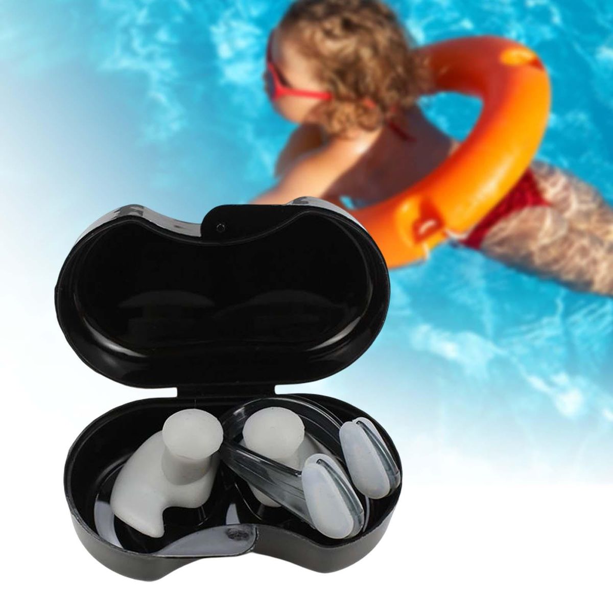 Swimming Ear Plug And Nose Clip Swimming Ear  Reusable Kids Gray
