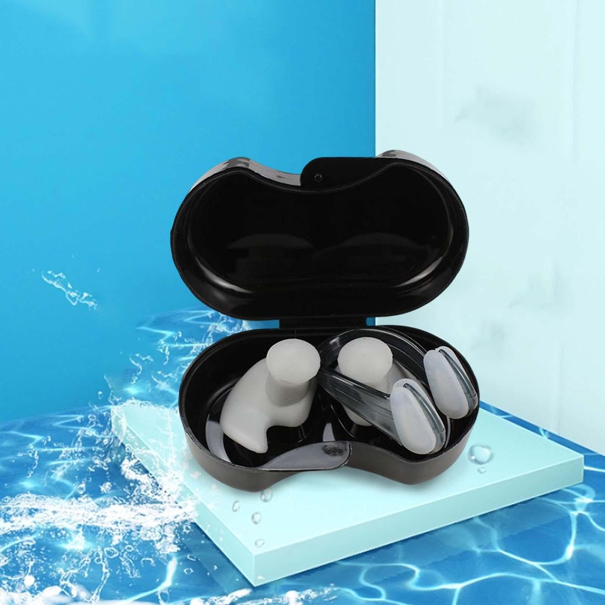 Swimming Ear Plug And Nose Clip Swimming Ear  Reusable Kids Gray