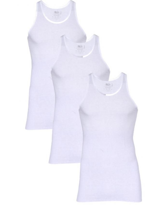 3-in-1 Pack Men's Ribbed Sleeveless Vest - White