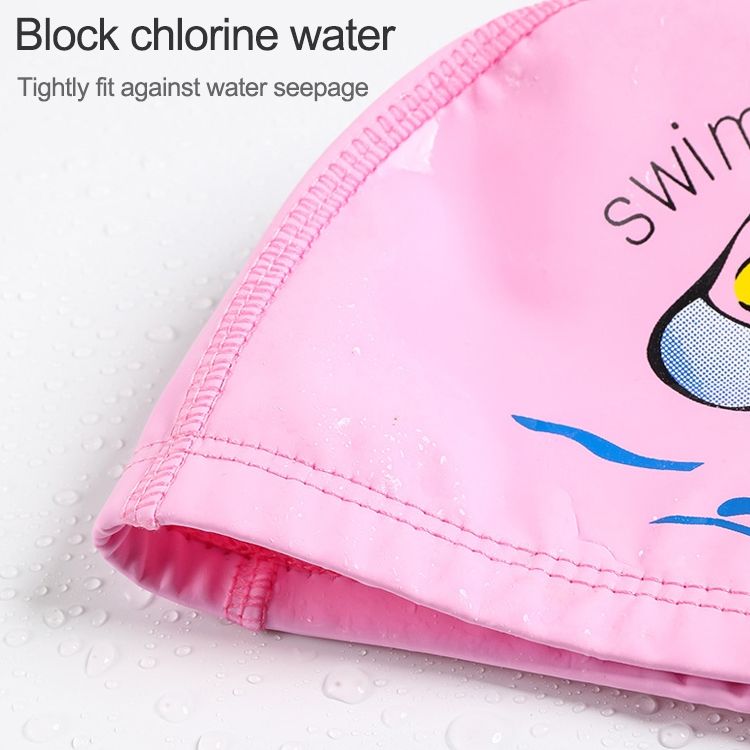 Children PU Dolphin Pattern Elastic Swimming Cap