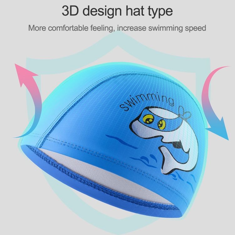 Children PU Dolphin Pattern Elastic Swimming Cap