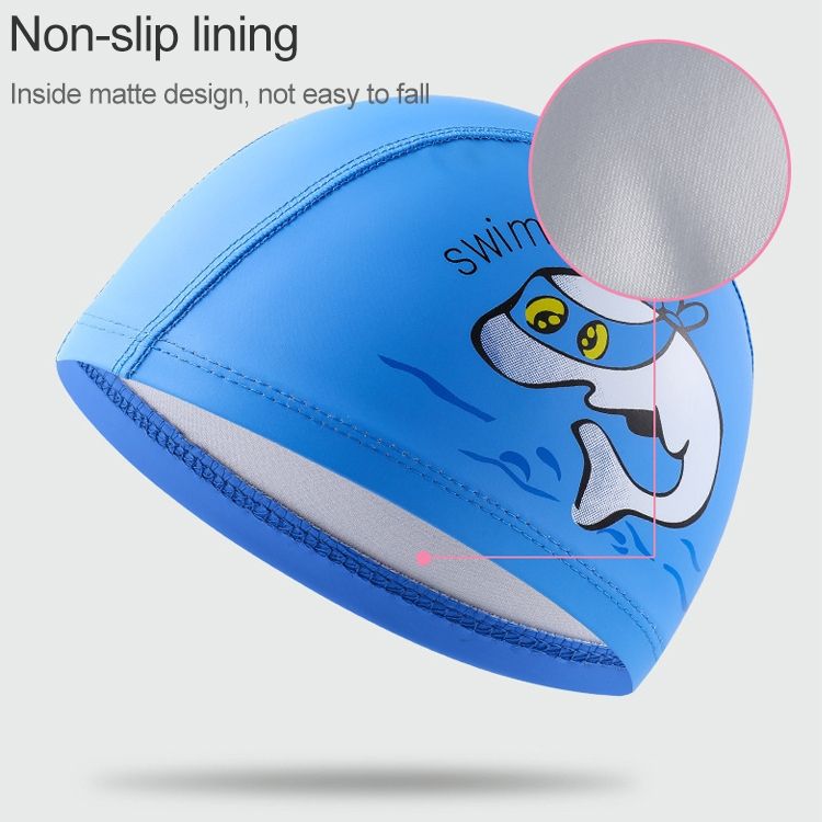 Children PU Dolphin Pattern Elastic Swimming Cap