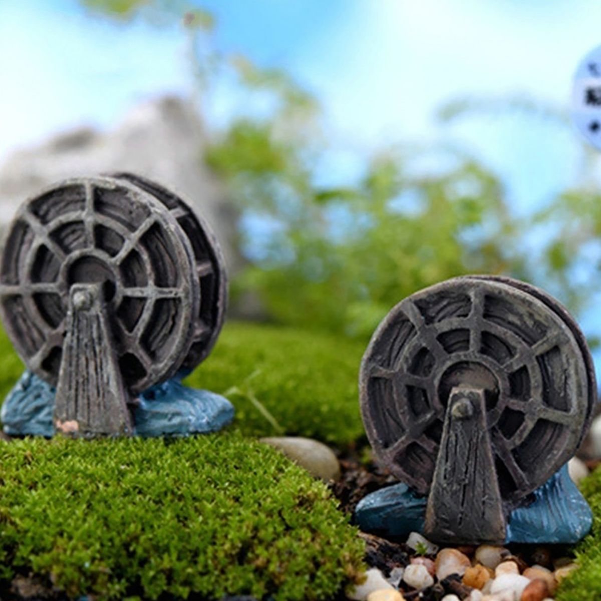 2 Pcs Waterwheel Micro Landscape Bonsai Succulent Plants-