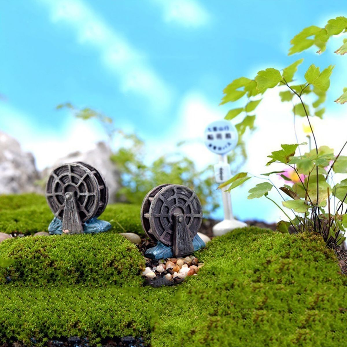 2 Pcs Waterwheel Micro Landscape Bonsai Succulent Plants-