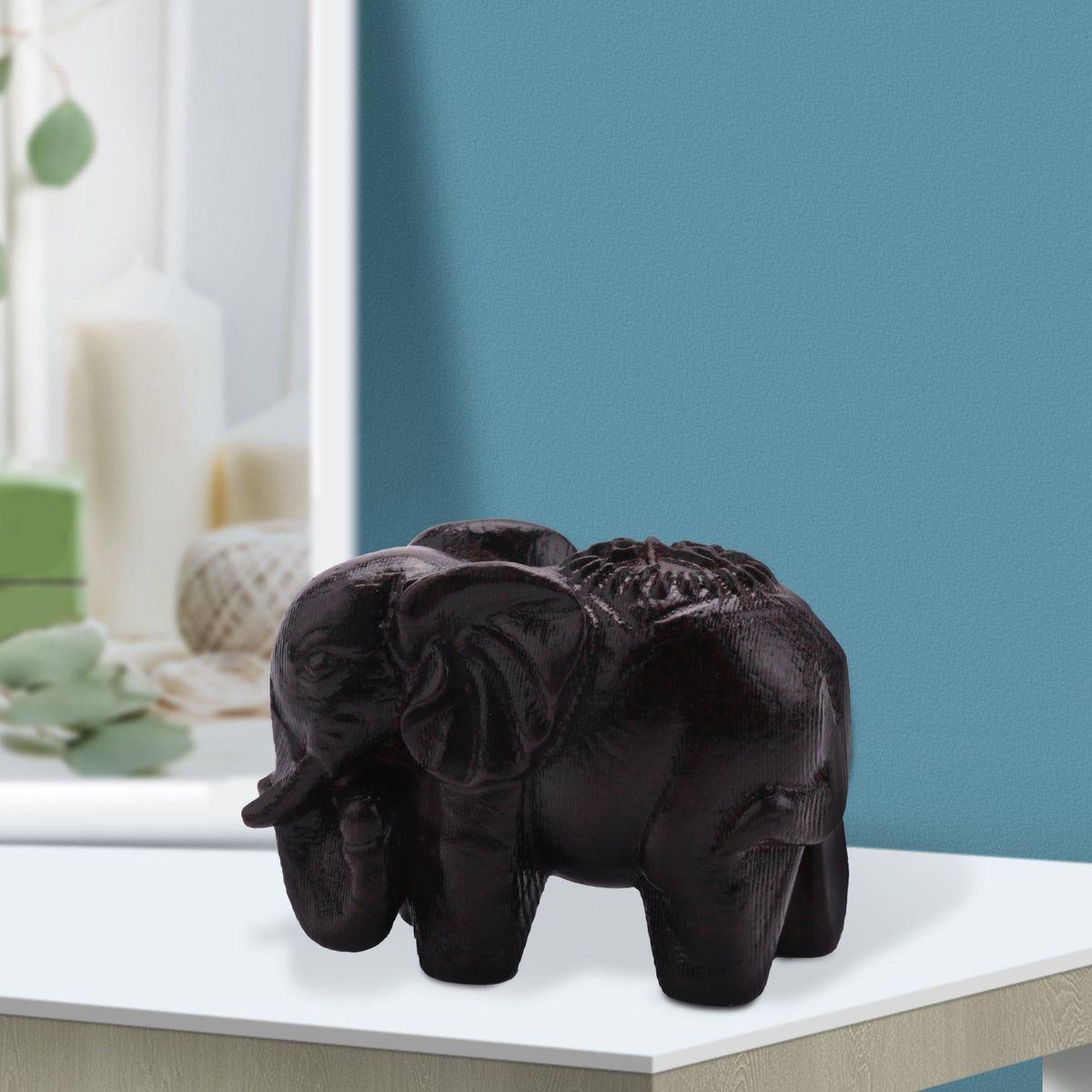 Ebony Elephant Ornaments Solid Wood Carving Furniture Porch