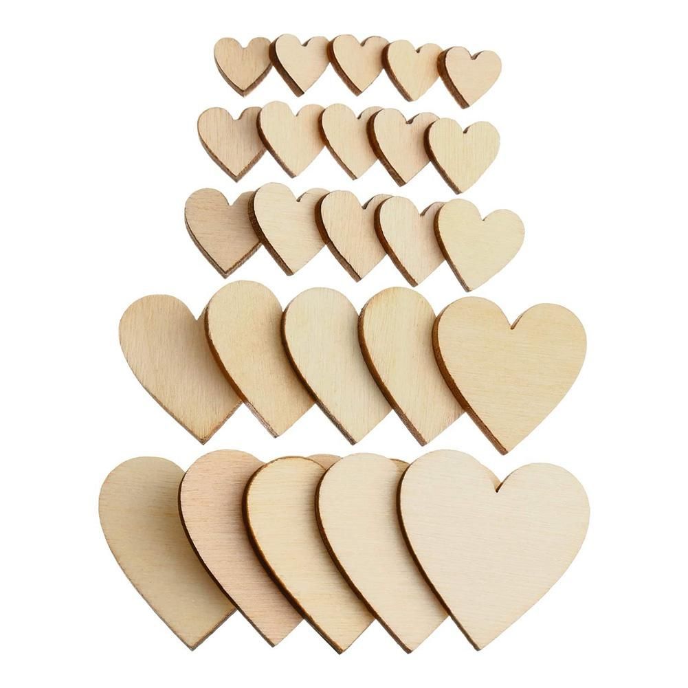 100 Pieces Heart Blank Wood Slices for Christmas, Wedding,