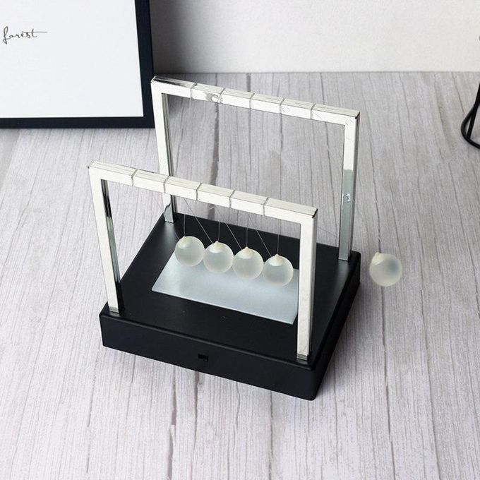 Black Base Newtons Cradle Pendulum Balls Physics-