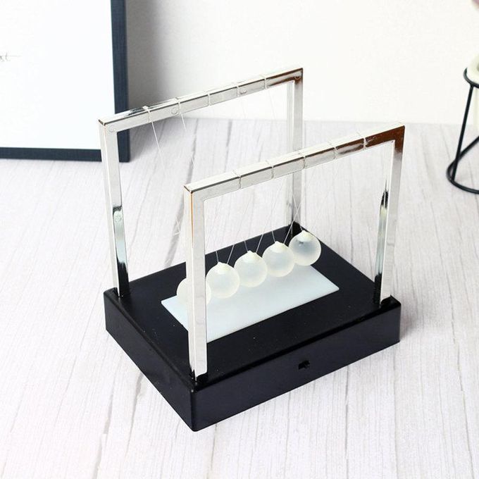 Black Base Newtons Cradle Pendulum Balls Physics-