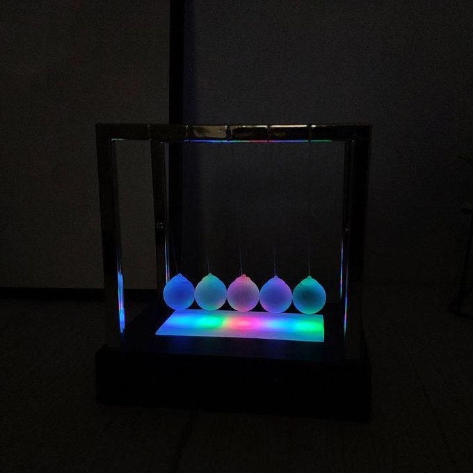 Black Base Newtons Cradle Pendulum Balls Physics-