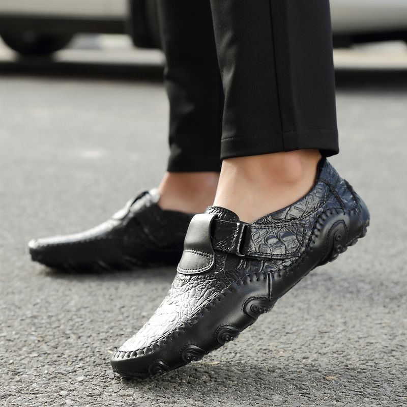 Mens Oxford Driving Shoes Office Footwear-Black