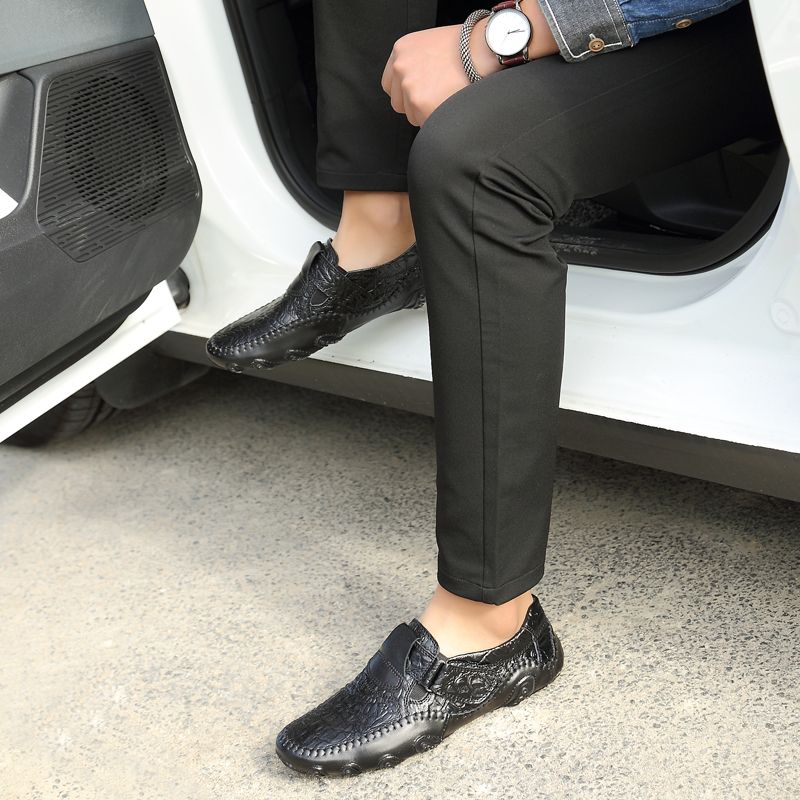 Mens Oxford Driving Shoes Office Footwear-Black