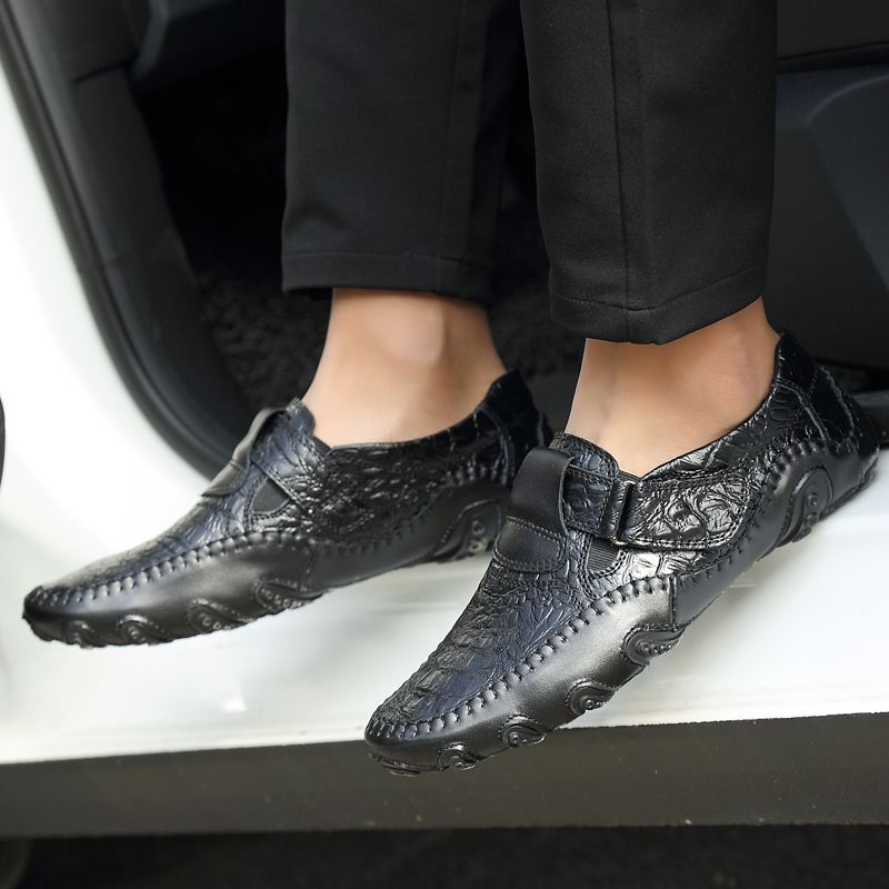 Mens Oxford Driving Shoes Office Footwear-Black